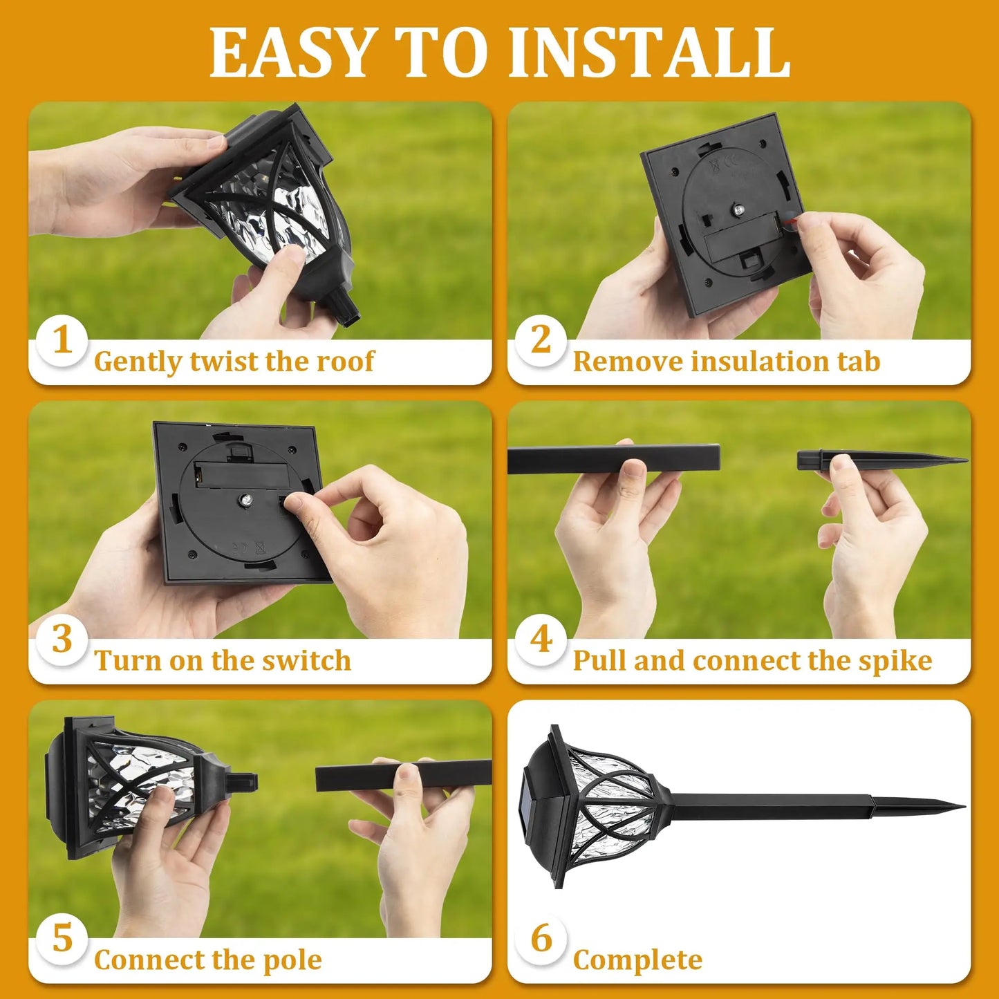 2pcs Led Solar Lawn Lights Outdoor Lamp Waterproof Warm Light Garden Courtyard For Walkway Path Villa Landscape Lights