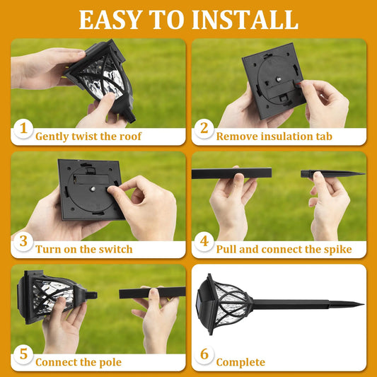 2pcs Led Solar Lawn Lights Outdoor Lamp Waterproof Warm Light Garden Courtyard For Walkway Path Villa Landscape Lights