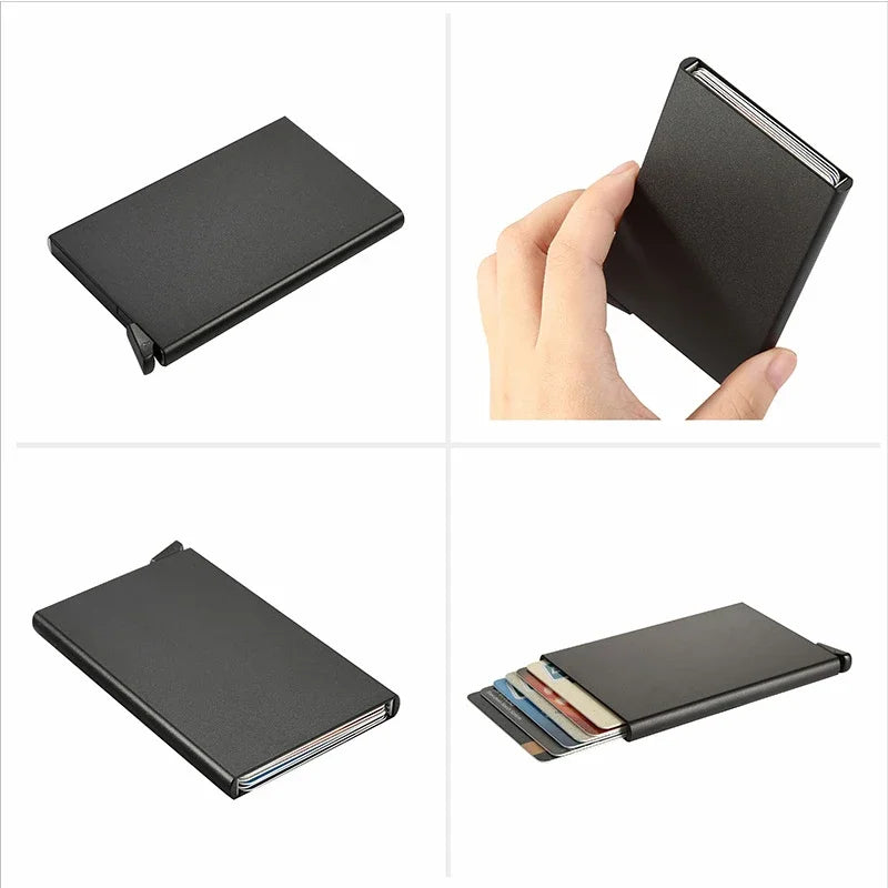 Rfid Smart Wallet Card Holder Metal Thin Slim Men Women Wallets Pop Up Minimalist Wallet Small Black Purse Vallet Walets for Men