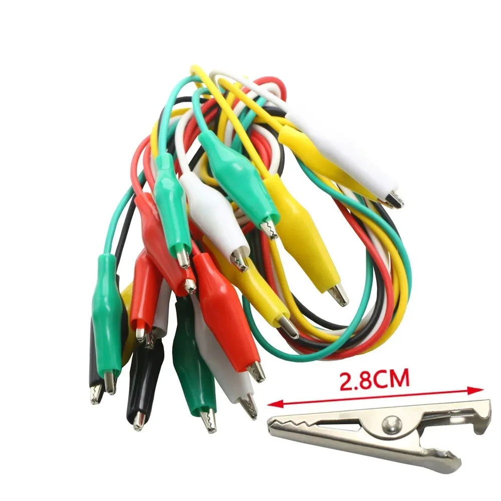 10PCS Alligator Clips Electrical, 5 Colors Test Leads with Testing Probes Crocodile Jumper Wires Cable with Alligator Clips