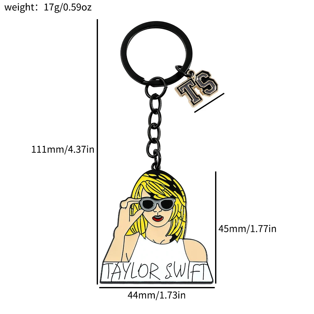 Taylor Swlft Fashion Music Pop Singer Metal Enamel Cartoon Fashion Pendant Keychain Movie Novel Badges Friends Gift