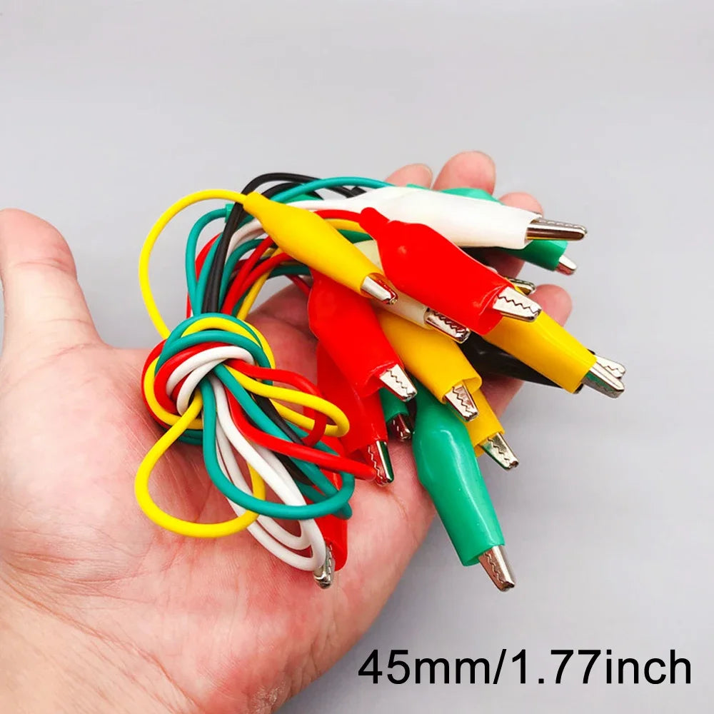 10PCS Alligator Clips Electrical, 5 Colors Test Leads with Testing Probes Crocodile Jumper Wires Cable with Alligator Clips