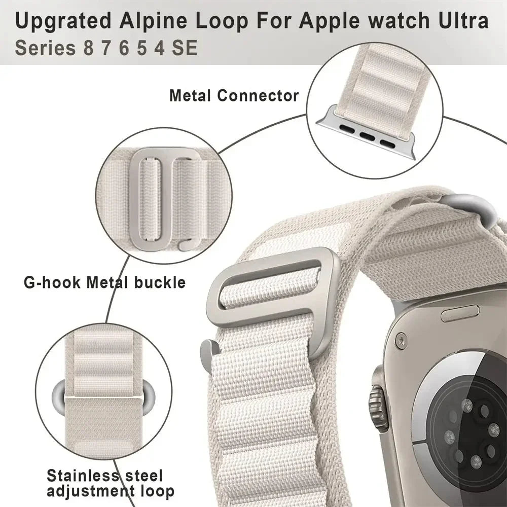 Alpine Loop For Apple Watch Band ultra 2 49mm Series 10 9 8 7 6 SE 5 4 46mm 42mm 40-44mm 45mm 41mm G-hook sport strap iwatch 10