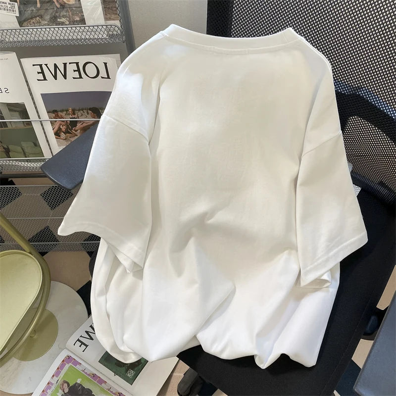 Retro High Street Short Sleeve Women Fashion Top 3D Flowers Flocking Graphic Tee Vintage Clothes Woman Designer Top 4XL 150KG