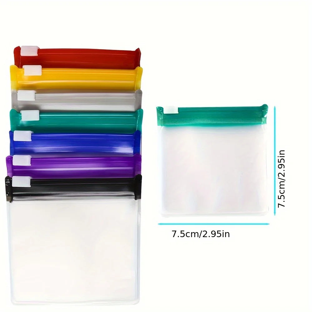7pcs Pill Pouch Bags，Reusable Zippered Pill Pouch Set， Medicine Organizer 7 Colors Self Sealing, Translucent Medicine Bags Trave