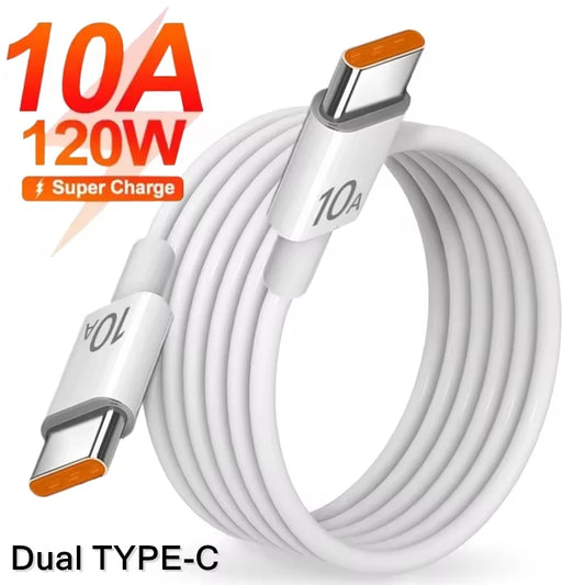 NNBILI Type-C 120W 10A Quick Charging Cable for Samsung Xiaomi Huawei USB C Mobile Phone Data Cord Super Fast Charge Data Cable