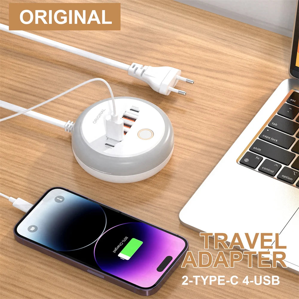 50W USB Charger Multi Ports Power Strip Socket Fast Charging Travel Charger For iPhone Samsung Xiaomi Quick Charge Phone Adapter