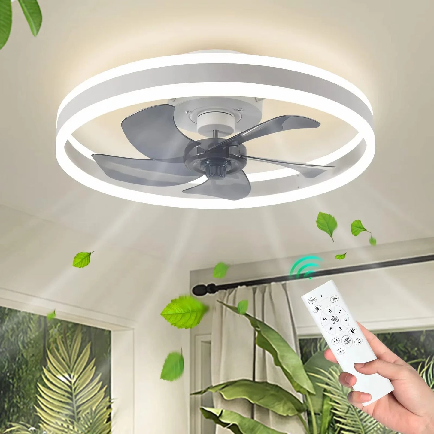 Modern Ceiling Fan (With Lighting) Silent LED Dimmable Ceiling Fan (With Remote Control) for Bedroom Study Dining Room,