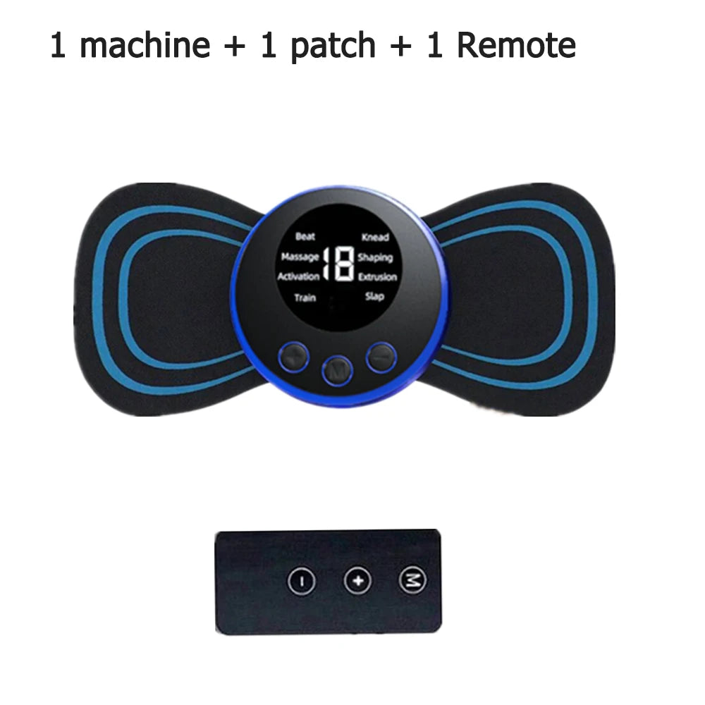 EMS Mini Neck Massager Portable Electric Pulse Cervical Massage Patch 8 Modes 19 Levels Muscle Stimulator Relax Pain Relief Tool