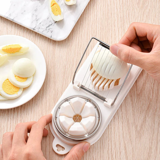 Multi Functional Egg Cutting Artifact Kitchen Household Stainless Steel Cutter Preserved Eggs Divider Two in One Egg Cutter