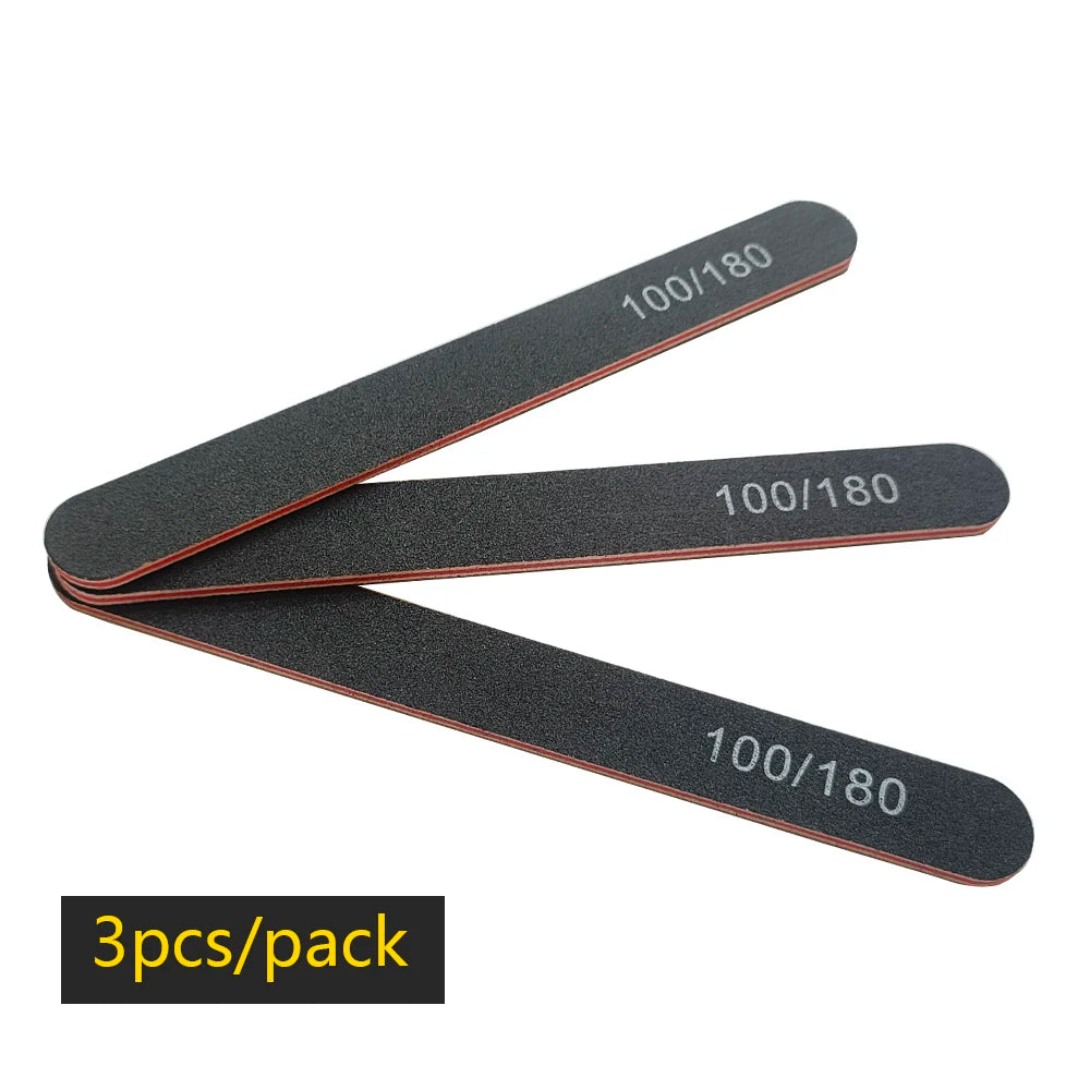 Nail File Buffer 100/180 Grit Half Moon Nail Files Double Side Sandpaper Nail Sanding Grinding Gel Nail Polish Manicure Tool