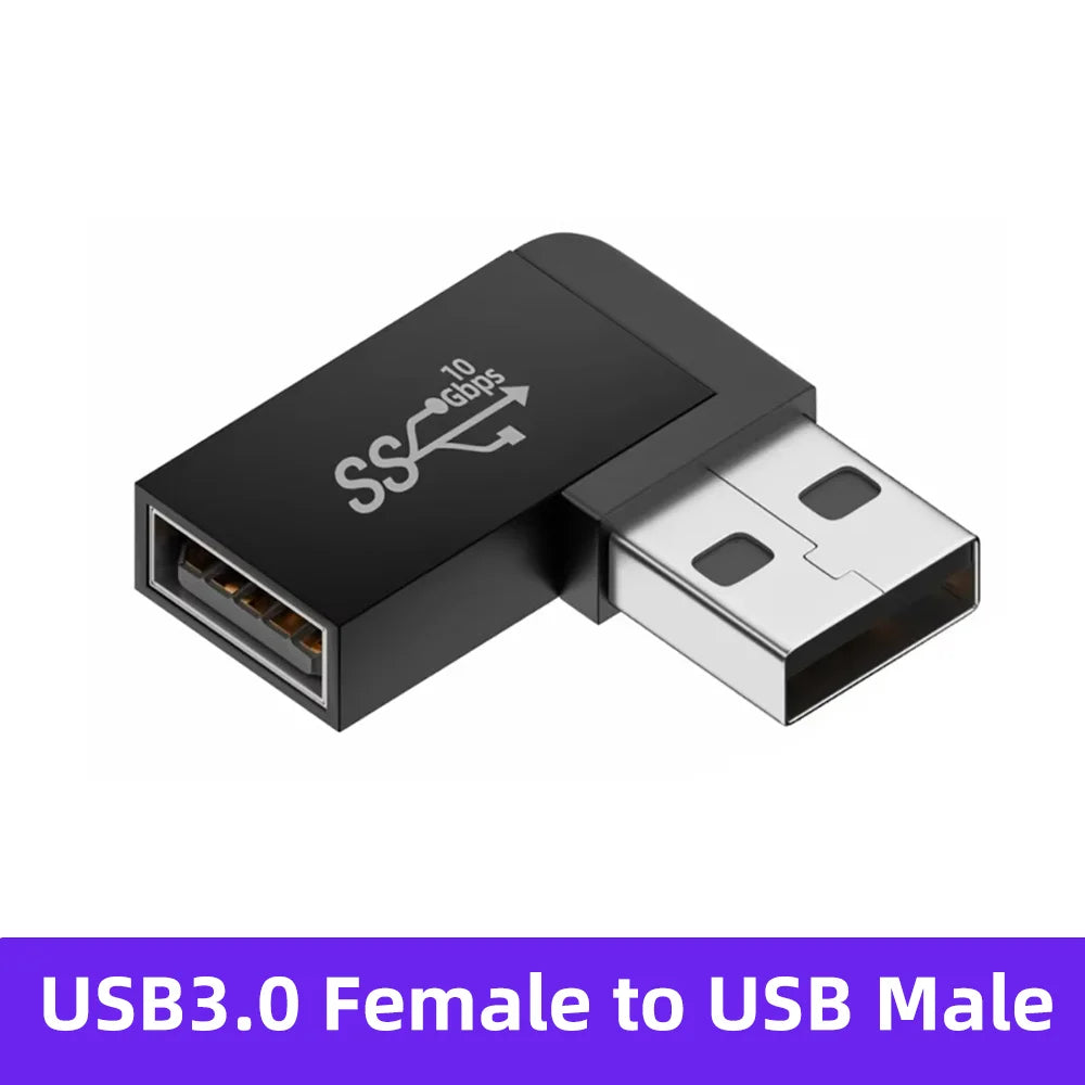 90 Right Angle USB 3.0 Extension Adapter Upward Elbow 10Gbps USB Connector For PC Male to Female Extension Plug Converter