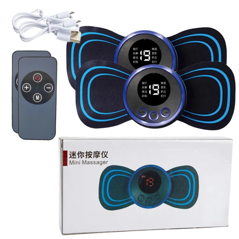 EMS Mini Neck Massager Portable Electric Pulse Cervical Massage Patch 8 Modes 19 Levels Muscle Stimulator Relax Pain Relief Tool