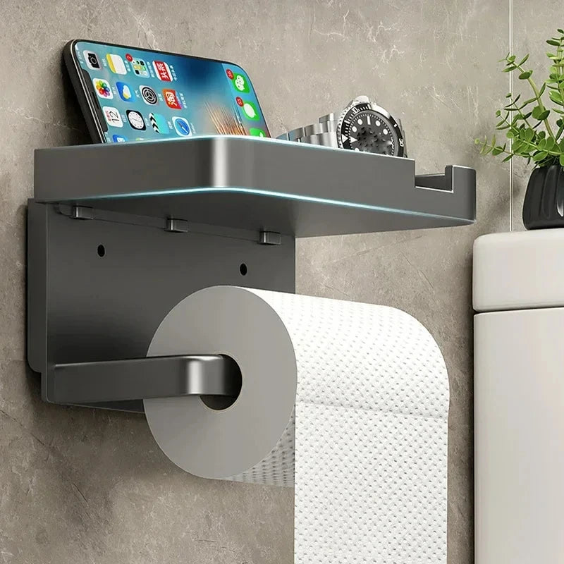 1pc Toilet paper holder, plastic storage rack, kitchen towel holder, seasoning bottle, bathroom wall roll paper