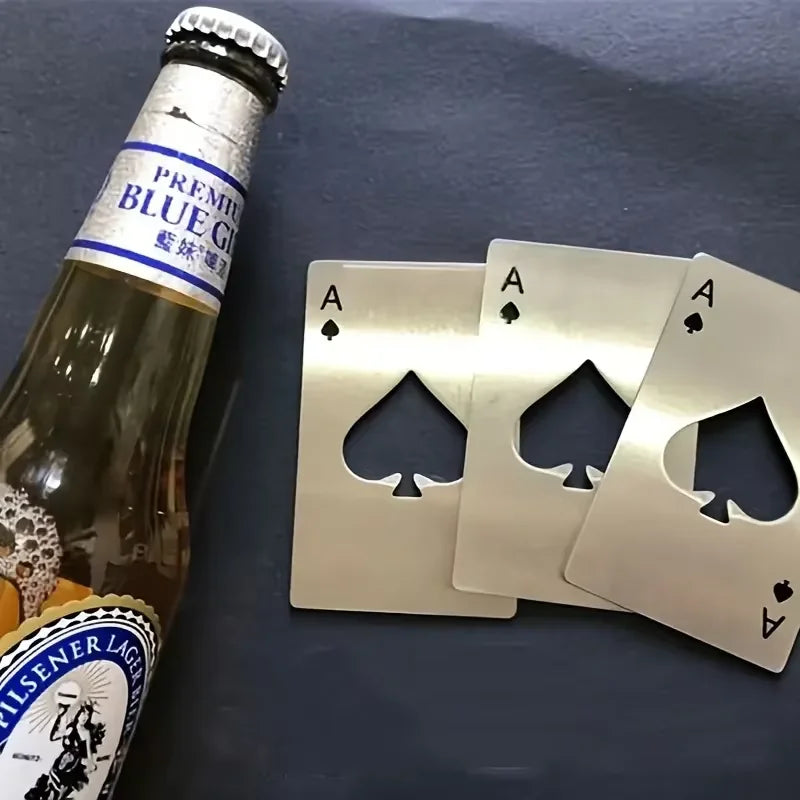 1pc Poker Shaped Steel Beer Bottle Opener, Outdoor Concealed Poker For Throwing Practice