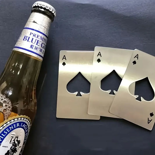 1pc Poker Shaped Steel Beer Bottle Opener, Outdoor Concealed Poker For Throwing Practice