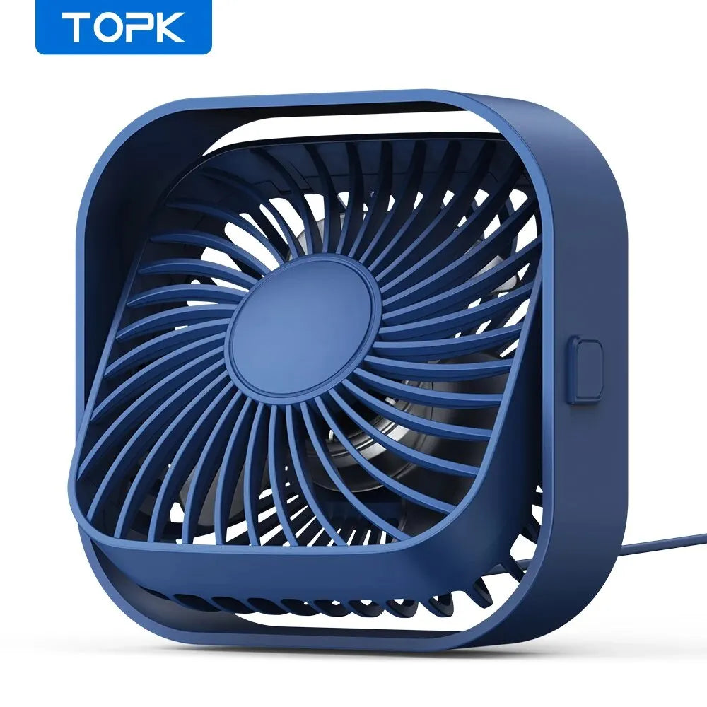 TOPK USB Portable Mini Fan,Desk Personal Electric Fan Table ,Standing Fans for Room,3 Speed Wind 360°Rotatable for Camping Quie