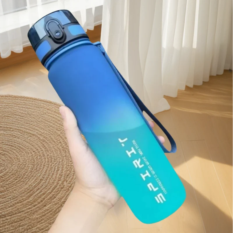 1 Liter Large Capacity Sports Water Bottle Leak Proof Colorful Plastic Cup Drinking Outdoor Travel Portable Gym Fitness Jugs