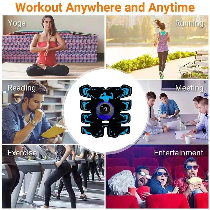 3-in-1 Wireless EMS Muscle Stimulator – USB Rechargeable for Abdominal Arm & Full Anywhere Use