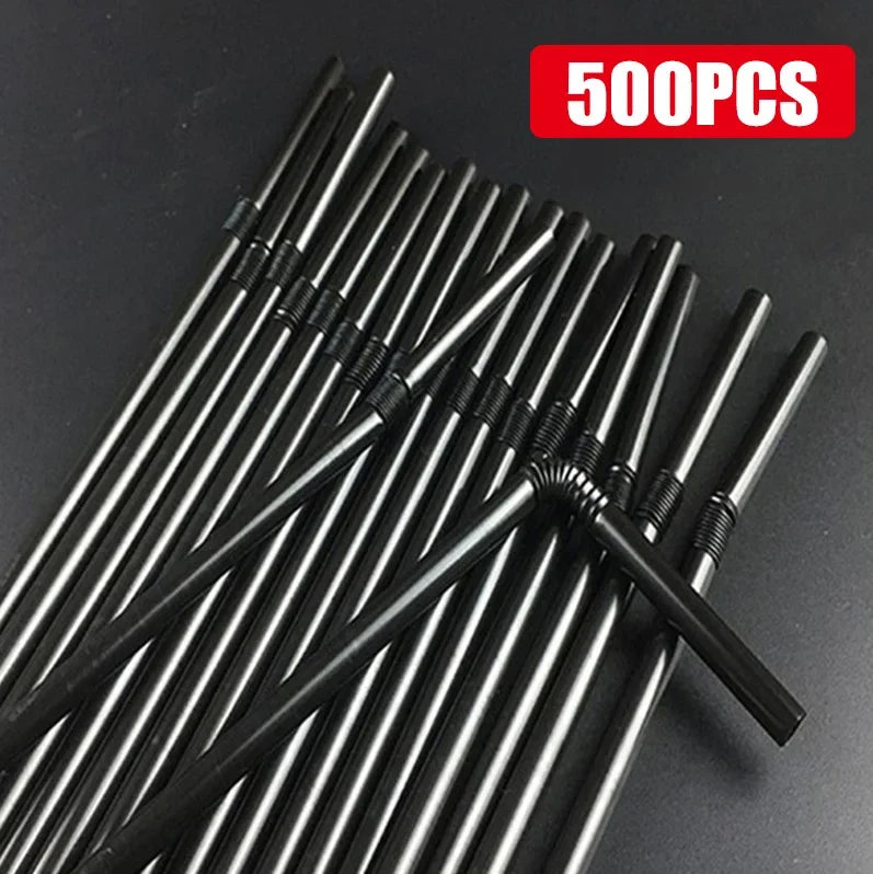 100-1000Pcs Drinking Straws Colorful & Black rietjes Flexible Wedding Party Supplies Drinking Straws Kitchen Wholesale
