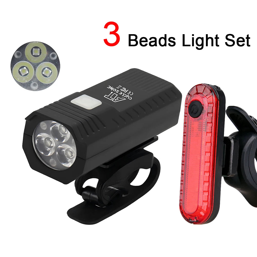 USB Rechargeable Bike Light Front Light Red Taillight Easy to Install 3 Modes Bicycle Accessories for the Bicycle