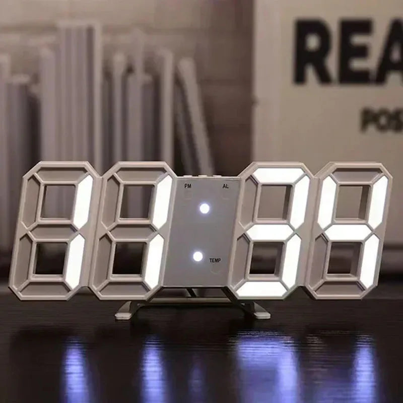 3D LED Wall Clock: Modern Digital Design with Nightlight & Luminous Alarm for Living Room Decor