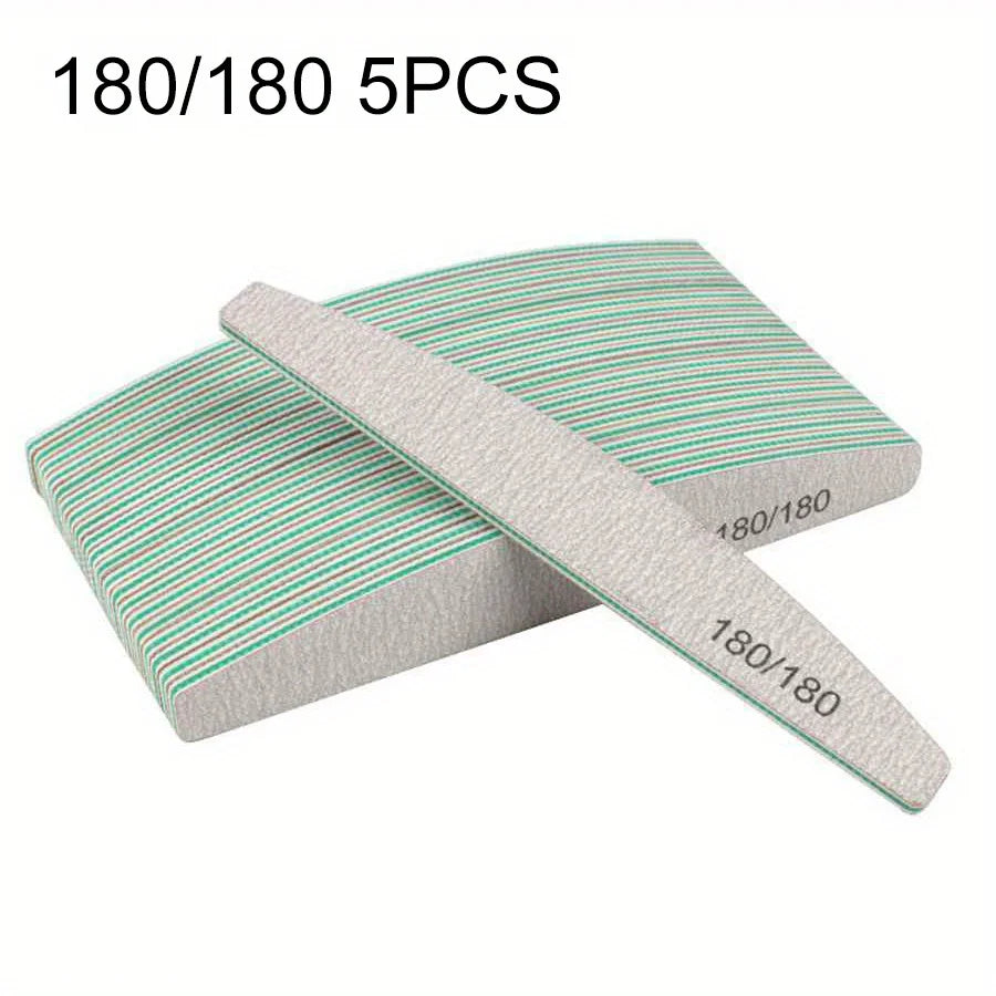 1/3/5/10Pcs Professional Nail File 80/100/150/180/240 Sandpaper Strong Thick Sanding Half Moon Lime nail accessories and Tools
