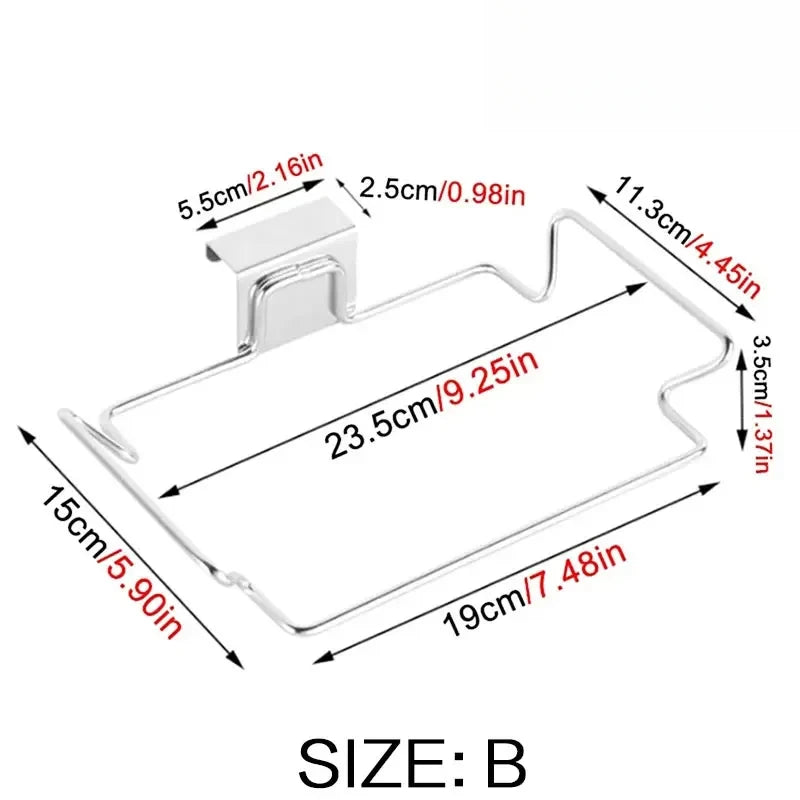 Kitchen Trash Rack Cabinet Door Garbage Bags Holder Stainless Steel Garbage Rack With Hanging Bracket Kitchen Gadgets garbagecan