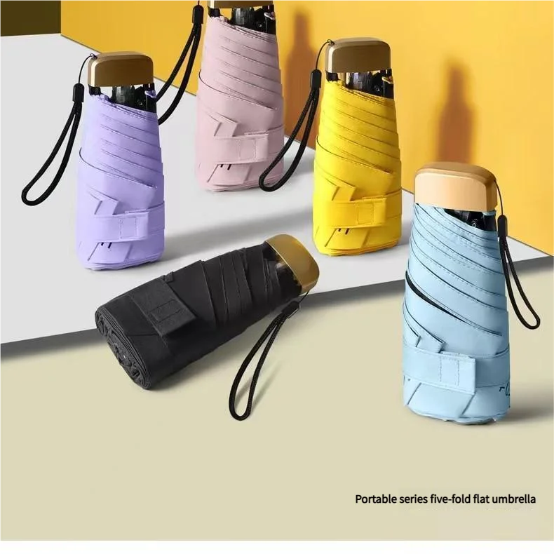 55% Off Mini Sun Umbrella Small Pocket Rain Umbrella Vinyl Folding UV Ultraviolet Protection Sun Shade Pocket Parasol Capsule
