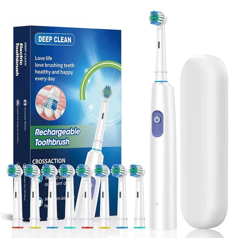 Intelligent Rotating Electric Toothbrush, Rechargeable Rotary Toothbrush Compatible with Oral B Replacement Electric Brush Heads