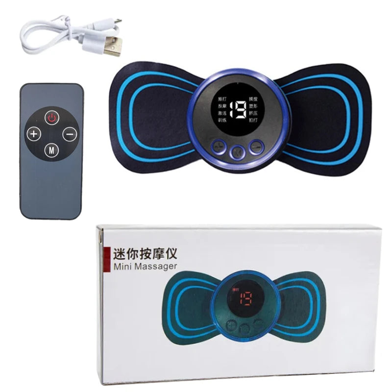 EMS Mini Neck Massager Portable Electric Pulse Cervical Massage Patch 8 Modes 19 Levels Muscle Stimulator Relax Pain Relief Tool