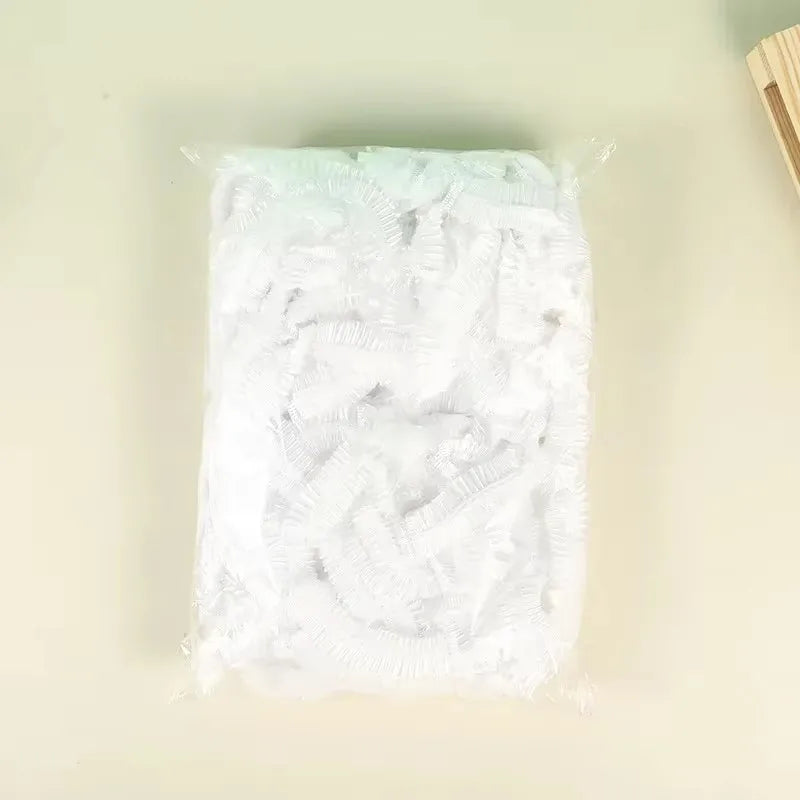 100/300pcs Disposable Plastic Shower Cap Elastic Disposable Shower Caps Anti Dust Waterproof Hat  Hair Salon Beauty Accessories