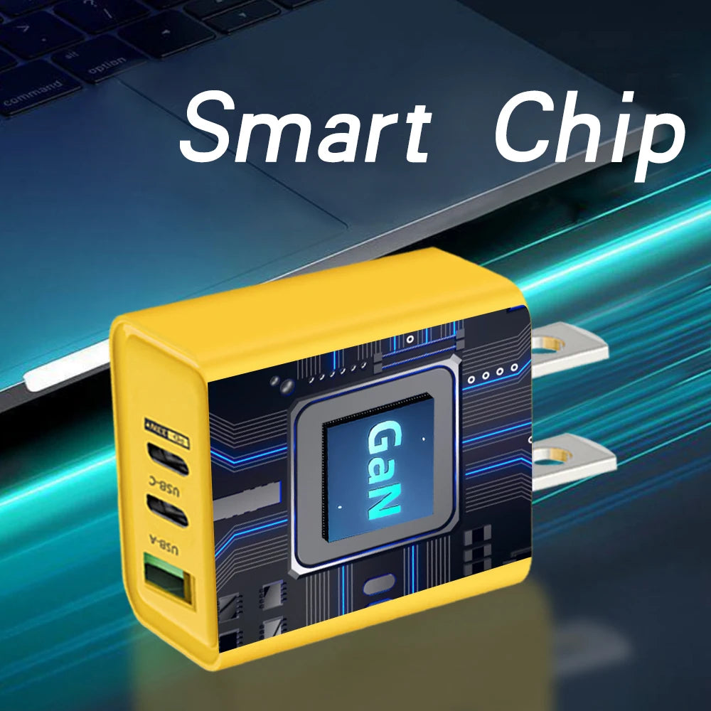 65W GaN Charger USB C PD Type C Quick Charge Mobile Phone Fast Charging Wall Adapter for iPhone 15 Xiaomi 14 Huawei 60 Portable