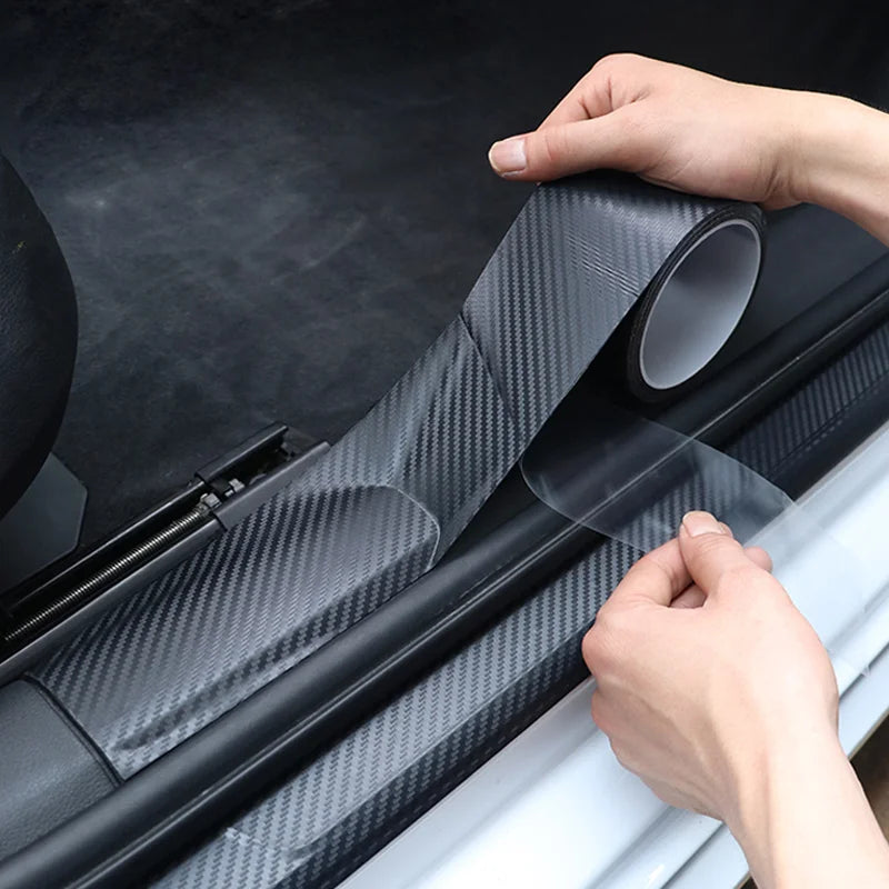 Carbon Fiber Sticker Car Door Sill Protector Film Auto Door Sill Edge Side Mirror Anti Scratch Tape Waterproof Stickers