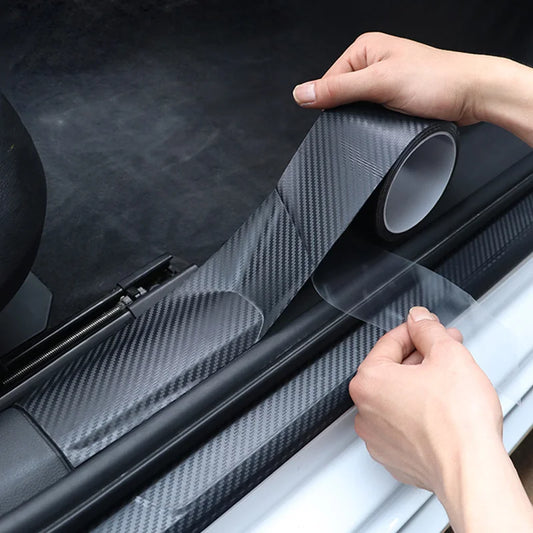 Carbon Fiber Sticker Car Door Sill Protector Film Auto Door Sill Edge Side Mirror Anti Scratch Tape Waterproof Stickers