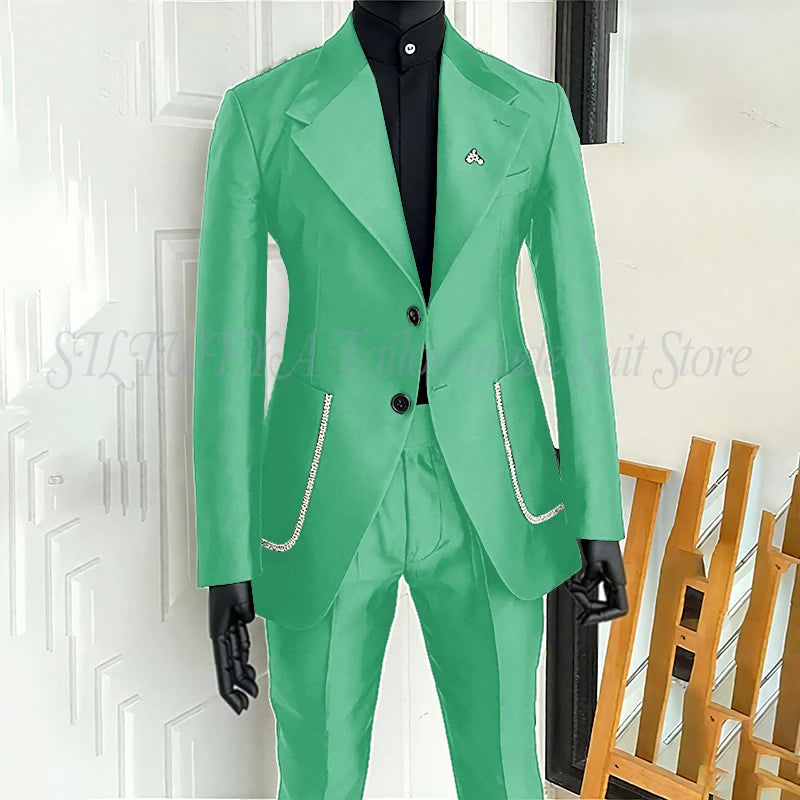 Black Men's 2 Piecs Suits Blazer Pants Single Breasted Daily Work Business Casual Party Suit Set Traje De Hombre Elegante