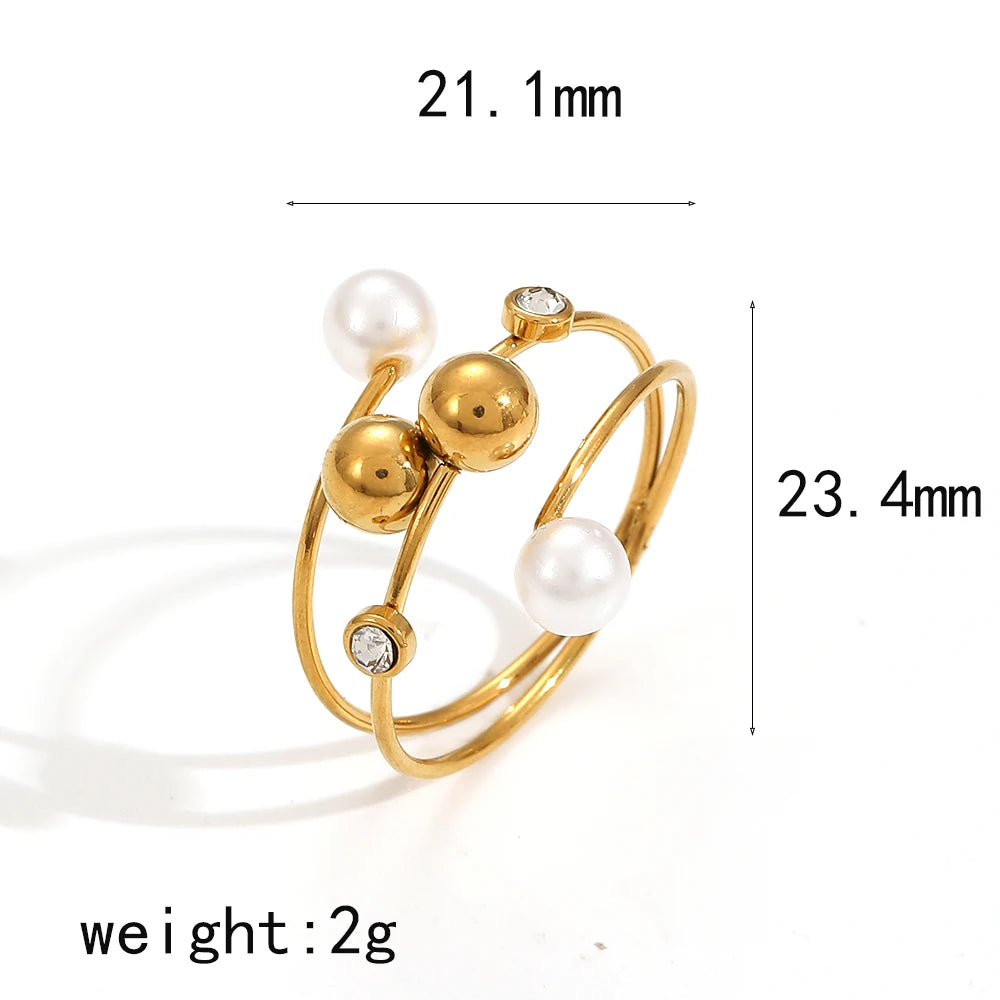 Personalized creativity 18K Gold Plated Stainless Steel Spheres Ring Unique Geometric Bubble Ring Open Size Fashion Rings
