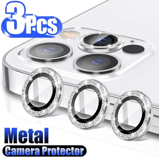 Diamond Metal Glass Camera Lens Protector for IPhone 15 Pro/15 Pro Max IPhone Camera Protector 3PCS/Set Lens Protection Glass