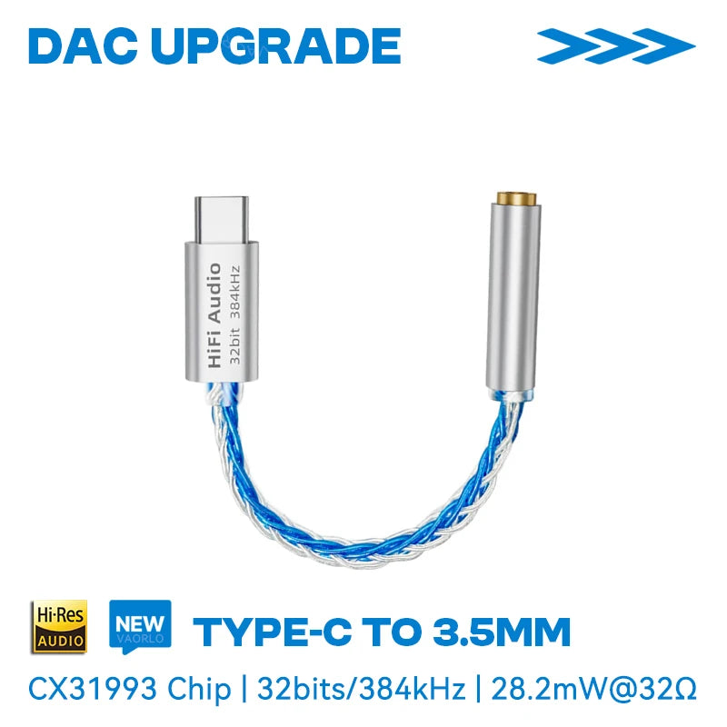 VAOLRO AB136D USB Type-C to 3.5mm Headphone Amplifier 16Bit/48KHz HiFi Audio Decoder Cable IEM AMP Mobile Phone Adapter DAC Chip