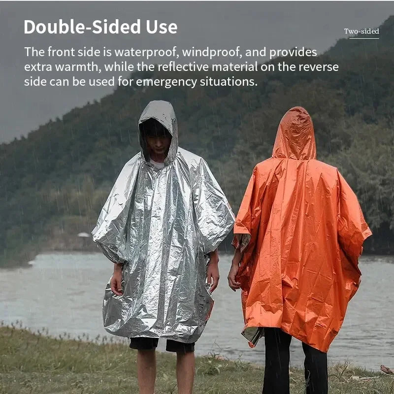 Emergency Raincoat Poncho Waterproof Rainwear Blanket Survival Camping Equipment Cold Insulation Rainwear Camping Equipment