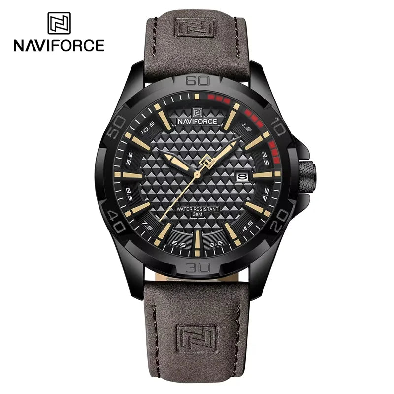 NAVIFORCE Brand Men Fashion Quartz Watches Male Leather Strap Sport Waterproof Wristwatches CalendarClock Relogio Masculino