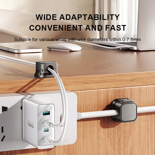 SEAMETAL 10Pcs Magnetic Cable Holder Self Adhesive Cord Clip Smooth Pulling Charging Cable Keeper Wire Clip for Car/Home/Office