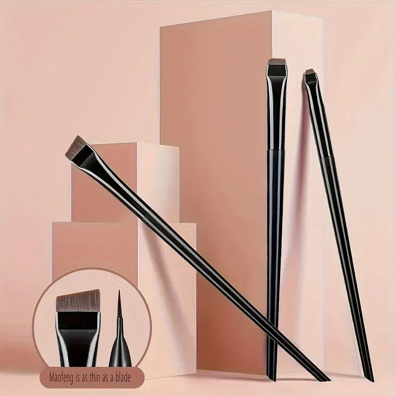 3 Pcs edge eyeliner brush oblique head eyebrow brush outline eyeliner brush ultra-thin eyeshadow brush makeup tools