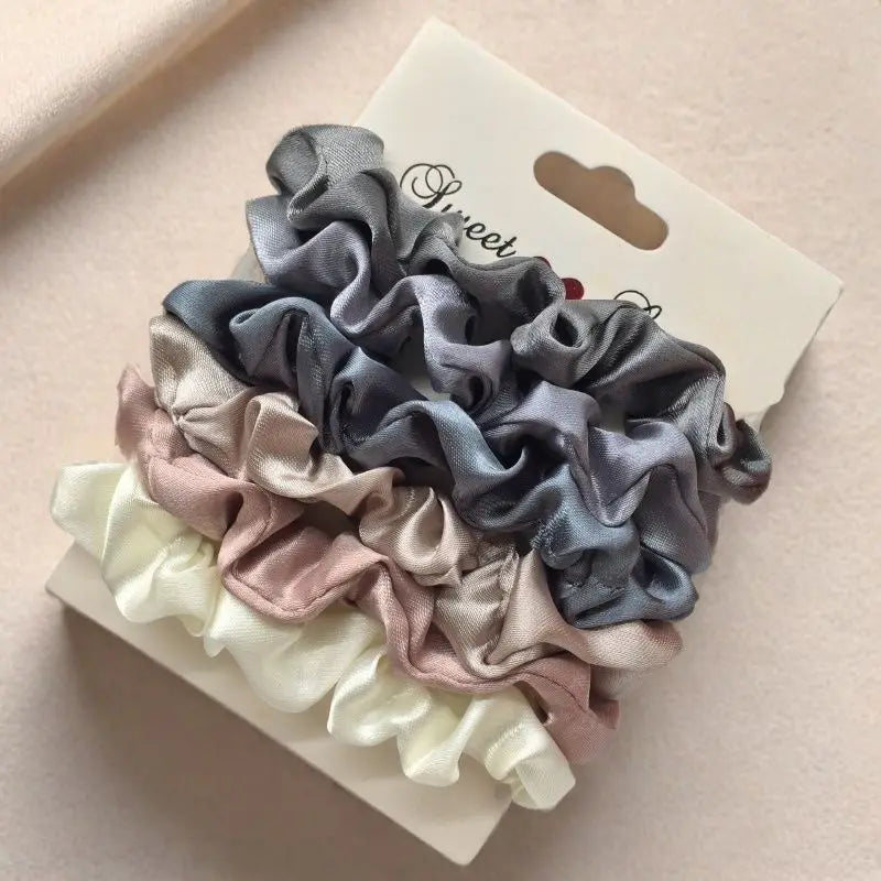 3/5/6Pcs Elegant Ponytail Holder Rubber Band Elastic Hairband Hair Accessories Silk Satin Scrunchies Women Solid Color Hair Rope