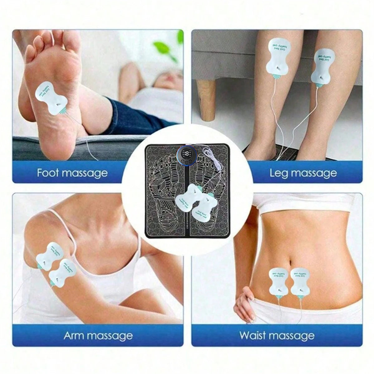 EMS Foot Massager Pad USB Rechargeabl Reflexology Foot Acupoint Massage Muscle Stimulation Improve Blood Circulation Relief Pain