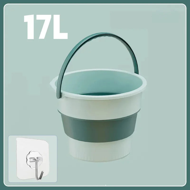 5/10/17L Portable Folding Bucket Multifunctional Thickened Silicone Bucket for Car Washing and Fishing Camping Folding Bucket