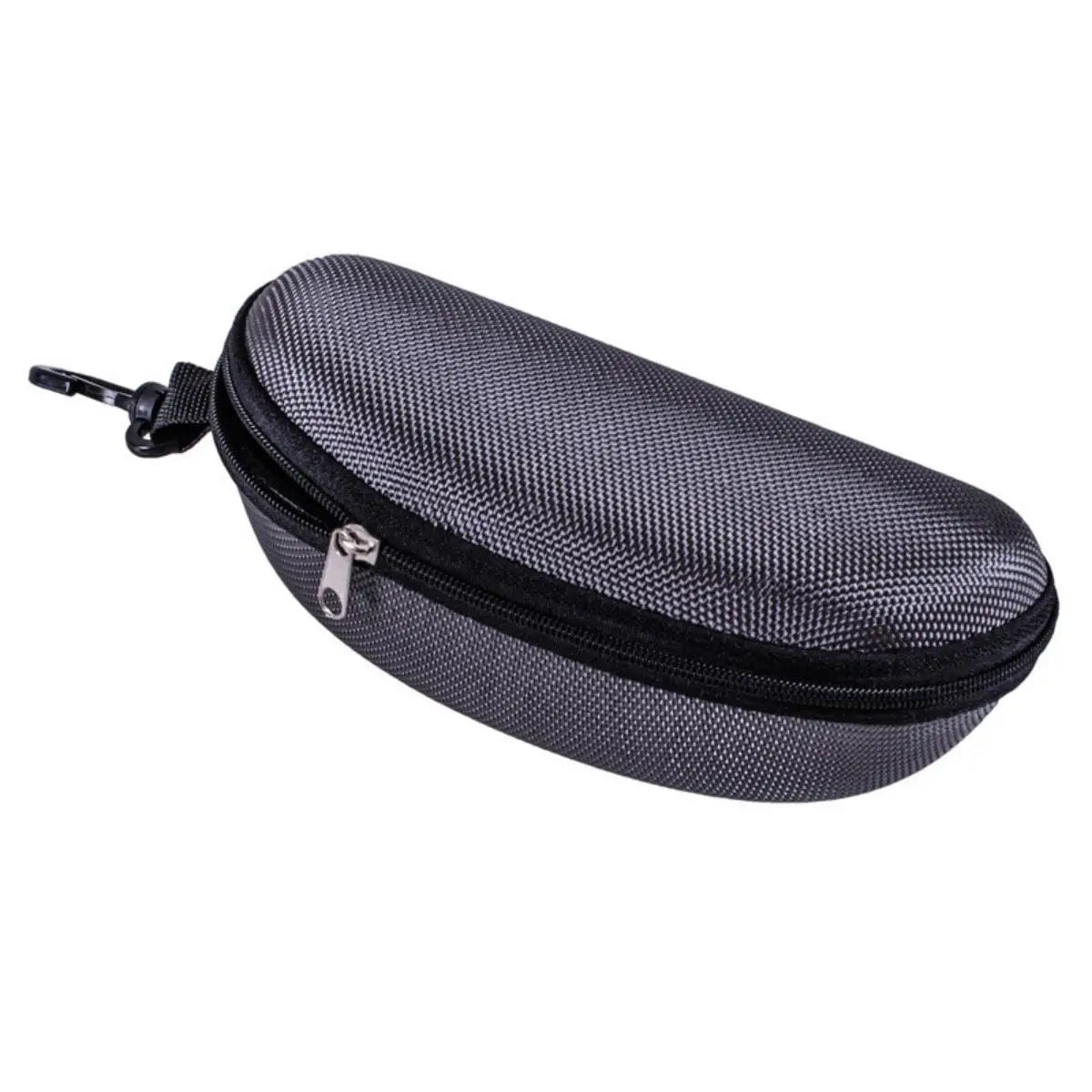 1pc Portable Sunglasses Case Protector Oxford Cloth Hard EVA Zippered Eyeglasses Case with Carabiner Unisex Eyewear Accessories