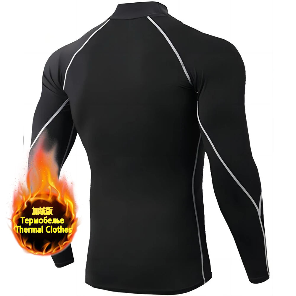 Winter Man Compression Shirt Cycling Clothing Warmth Shirt Warm Bottoming Shirt Men Compression T-Shirt Gym Sportswear 2024 New