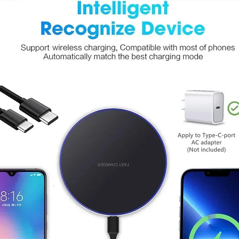 Wireless Charger Mobile Phone Chargers Pad Stand For iPhone 16 15 14 13 12 11 Pro Max Samsung Xiaomi Fast Charging Dock Station
