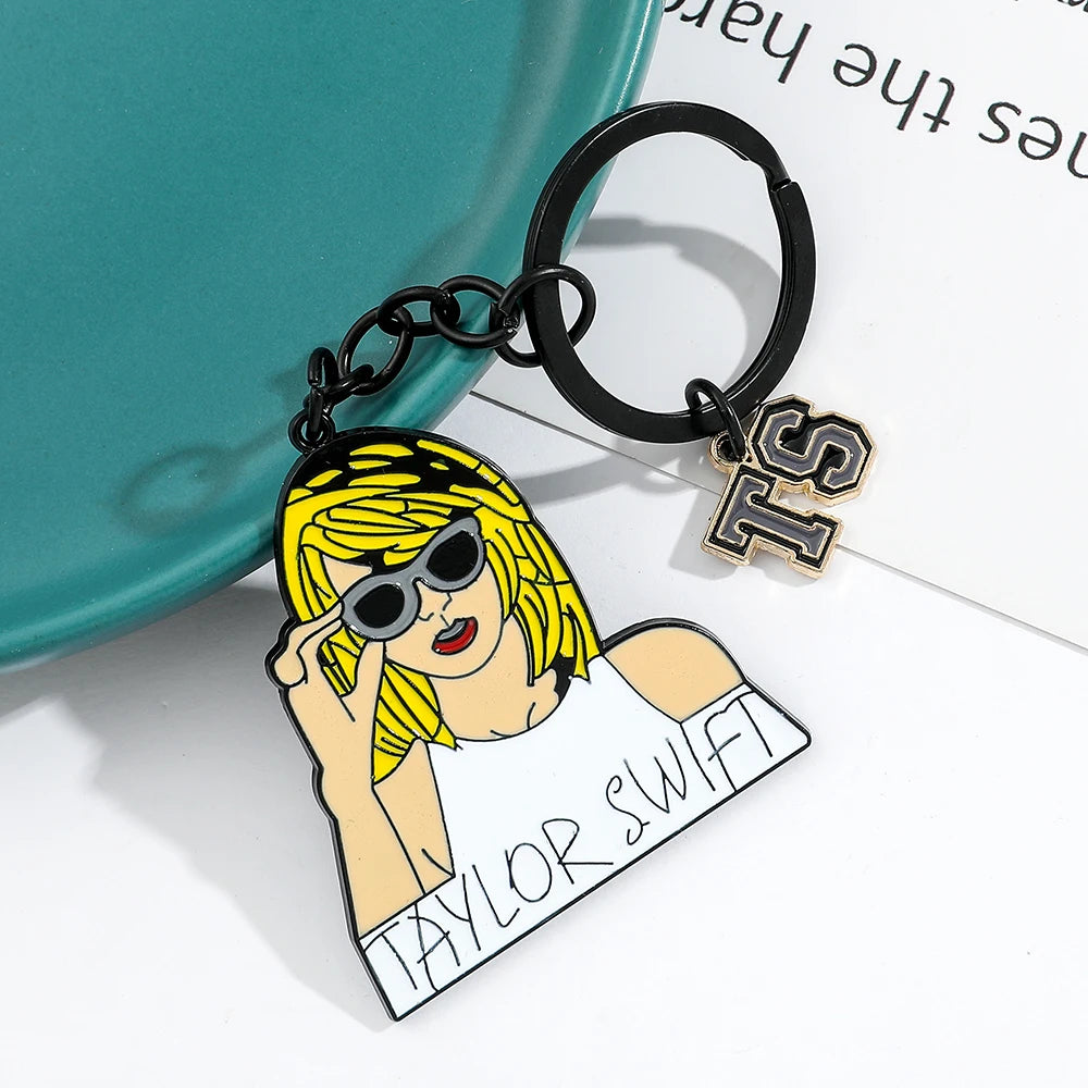 Taylor Swlft Fashion Music Pop Singer Metal Enamel Cartoon Fashion Pendant Keychain Movie Novel Badges Friends Gift